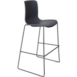 DAL ACTI BAR STOOL SLED BASE HIGH 760MM BLACK POWDERCOAT FRAME CHARCOAL POLYPROP SHELL