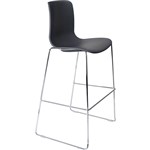 DAL ACTI BAR STOOL SLED BASE HIGH 760MM CHROME FRAME CHARCOAL POLYPROP SHELL
