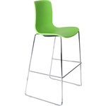 DAL ACTI BAR STOOL SLED BASE HIGH 760MM CHROME FRAME GREEN POLYPROP SHELL