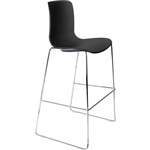 DAL ACTI BAR STOOL SLED BASE HIGH 760MM CHROME FRAME BLACK POLYPROP SHELL