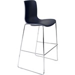 DAL ACTI BAR STOOL SLED BASE HIGH 760MM CHROME FRAME NAVY BLUE POLYPROP SHELL