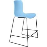 DAL ACTI BAR STOOL SLED BASE LOW 630MM BLACK POWDERCOAT FRAME PALE BLUE POLYPROP SHELL