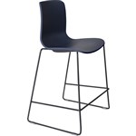 DAL ACTI BAR STOOL SLED BASE LOW 630MM BLACK POWDERCOAT FRAME NAVY BLUE POLYPROP SHELL