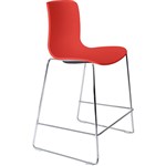 DAL ACTI BAR STOOL SLED BASE LOW 630MM CHROME FRAME RED POLYPROP SHELL