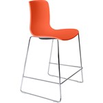 DAL ACTI BAR STOOL SLED BASE LOW 630MM CHROME FRAME ORANGE POLYPROP SHELL