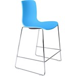 DAL ACTI BAR STOOL SLED BASE LOW 630MM CHROME FRAME OCEAN BLUE POLYPROP SHELL