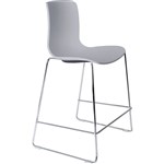 DAL ACTI BAR STOOL SLED BASE LOW 630MM CHROME FRAME LIGHT GREY POLYPROP SHELL
