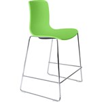 DAL ACTI BAR STOOL SLED BASE LOW 630MM CHROME FRAME GREEN POLYPROP SHELL