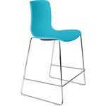 DAL ACTI BAR STOOL SLED BASE LOW 630MM CHROME FRAME TEAL POLYPROP SHELL