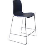 DAL ACTI BAR STOOL SLED BASE LOW 630MM CHROME FRAME NAVY BLUE POLYPROP SHELL