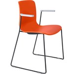 DAL ACTI CHAIR SLED BASE ARMS LIGHT GREY ARMPADS AND BLACK POWDERCOAT FRAME ORANGE POLYPROP SHELL