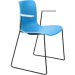 DAL ACTI CHAIR SLED BASE ARMS LIGHT GREY ARMPADS AND BLACK POWDERCOAT FRAME OCEAN BLUE POLYPROP SHELL