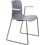 DAL ACTI CHAIR SLED BASE ARMS LIGHT GREY ARMPADS AND BLACK POWDERCOAT FRAME LIGHT GREY POLYPROP SHELL