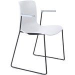 DAL ACTI CHAIR SLED BASE ARMS LIGHT GREY ARMPADS AND BLACK POWDERCOAT FRAME WHITE POLYPROP SHELL