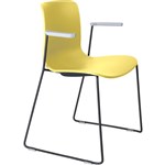 DAL ACTI CHAIR SLED BASE ARMS LIGHT GREY ARMPADS AND BLACK POWDERCOAT FRAME YELLOW POLYPROP SHELL