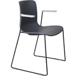 DAL ACTI CHAIR SLED BASE ARMS LIGHT GREY ARMPADS AND BLACK POWDERCOAT FRAME CHARCOAL POLYPROP SHELL