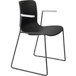 DAL ACTI CHAIR SLED BASE ARMS LIGHT GREY ARMPADS AND BLACK POWDERCOAT FRAME BLACK POLYPROP SHELL