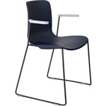 DAL ACTI CHAIR SLED BASE ARMS LIGHT GREY ARMPADS AND BLACK POWDERCOAT FRAME NAVY BLUE POLYPROP SHELL