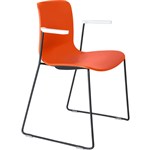 DAL ACTI CHAIR SLED BASE ARMS WHITE ARMPADS AND BLACK POWDERCOAT FRAME ORANGE POLYPROP SHELL
