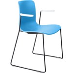 DAL ACTI CHAIR SLED BASE ARMS WHITE ARMPADS AND BLACK POWDERCOAT FRAME OCEAN BLUE POLYPROP SHELL