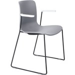 DAL ACTI CHAIR SLED BASE ARMS WHITE ARMPADS AND BLACK POWDERCOAT FRAME LIGHT GREY POLYPROP SHELL