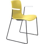 DAL ACTI CHAIR SLED BASE ARMS WHITE ARMPADS AND BLACK POWDERCOAT FRAME YELLOW POLYPROP SHELL