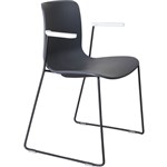 DAL ACTI CHAIR SLED BASE ARMS WHITE ARMPADS AND BLACK POWDERCOAT FRAME CHARCOAL POLYPROP SHELL