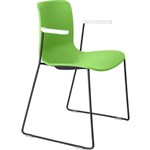 DAL ACTI CHAIR SLED BASE ARMS WHITE ARMPADS AND BLACK POWDERCOAT FRAME GREEN POLYPROP SHELL