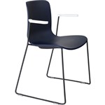 DAL ACTI CHAIR SLED BASE ARMS WHITE ARMPADS AND BLACK POWDERCOAT FRAME NAVY BLUE POLYPROP SHELL