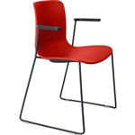 DAL ACTI CHAIR SLED BASE ARMS BLACK ARMPADS AND BLACK POWDERCOAT FRAME RED POLYPROP SHELL