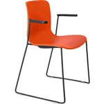 DAL ACTI CHAIR SLED BASE ARMS BLACK ARMPADS AND BLACK POWDERCOAT FRAME ORANGE POLYPROP SHELL