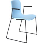 DAL ACTI CHAIR SLED BASE ARMS BLACK ARMPADS AND BLACK POWDERCOAT FRAME PALE BLUE POLYPROP SHELL