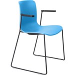 DAL ACTI CHAIR SLED BASE ARMS BLACK ARMPADS AND BLACK POWDERCOAT FRAME OCEAN BLUE POLYPROP SHELL