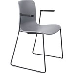 DAL ACTI CHAIR SLED BASE ARMS BLACK ARMPADS AND BLACK POWDERCOAT FRAME LIGHT GREY POLYPROP SHELL