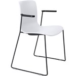 DAL ACTI CHAIR SLED BASE ARMS BLACK ARMPADS AND BLACK POWDERCOAT FRAME WHITE POLYPROP SHELL