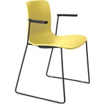 DAL ACTI CHAIR SLED BASE ARMS BLACK ARMPADS AND BLACK POWDERCOAT FRAME YELLOW POLYPROP SHELL