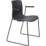 DAL ACTI CHAIR SLED BASE ARMS BLACK ARMPADS AND BLACK POWDERCOAT FRAME CHARCOAL POLYPROP SHELL