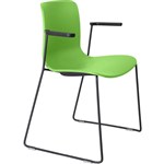 DAL ACTI CHAIR SLED BASE ARMS BLACK ARMPADS AND BLACK POWDERCOAT FRAME GREEN POLYPROP SHELL