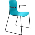 DAL ACTI CHAIR SLED BASE ARMS BLACK ARMPADS AND BLACK POWDERCOAT FRAME TEAL POLYPROP SHELL
