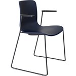DAL ACTI CHAIR SLED BASE ARMS BLACK ARMPADS AND BLACK POWDERCOAT FRAME NAVY BLUE POLYPROP SHELL