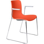 DAL ACTI CHAIR SLED BASE ARMS LIGHT GREY ARMPADS AND CHROME FRAME ORANGE POLYPROP SHELL