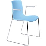 DAL ACTI CHAIR SLED BASE ARMS LIGHT GREY ARMPADS AND CHROME FRAME PALE BLUE POLYPROP SHELL