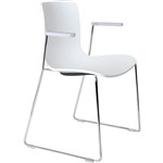 DAL ACTI CHAIR SLED BASE ARMS LIGHT GREY ARMPADS AND CHROME FRAME WHITE POLYPROP SHELL
