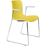 DAL ACTI CHAIR SLED BASE ARMS LIGHT GREY ARMPADS AND CHROME FRAME YELLOW POLYPROP SHELL