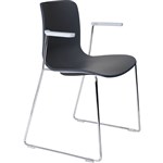 DAL ACTI CHAIR SLED BASE ARMS LIGHT GREY ARMPADS AND CHROME FRAME CHARCOAL POLYPROP SHELL