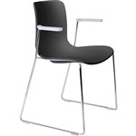 DAL ACTI CHAIR SLED BASE ARMS LIGHT GREY ARMPADS AND CHROME FRAME BLACK POLYPROP SHELL