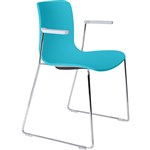 DAL ACTI CHAIR SLED BASE ARMS LIGHT GREY ARMPADS AND CHROME FRAME TEAL POLYPROP SHELL