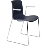 DAL ACTI CHAIR SLED BASE ARMS LIGHT GREY ARMPADS AND CHROME FRAME NAVY BLUE POLYPROP SHELL
