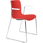 DAL ACTI CHAIR SLED BASE ARMS WHITE ARMPADS AND CHROME FRAME RED POLYPROP SHELL