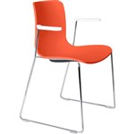 DAL ACTI CHAIR SLED BASE ARMS WHITE ARMPADS AND CHROME FRAME ORANGE POLYPROP SHELL